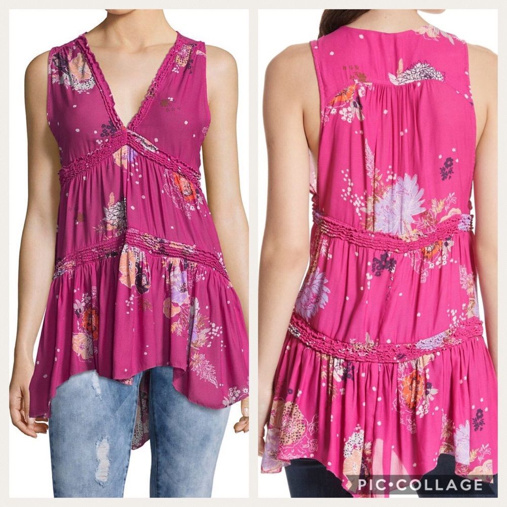 Free People Haze Floral Tunic Tank Sz S